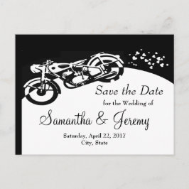 Schwarz-weißes Motorrad-Custom-Wedding-Rett Ankündigungspostkarte