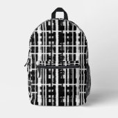 Schwarz-weißes Muster Abstrakt Pinselstrich Bedruckter Rucksack (Vorderseite)