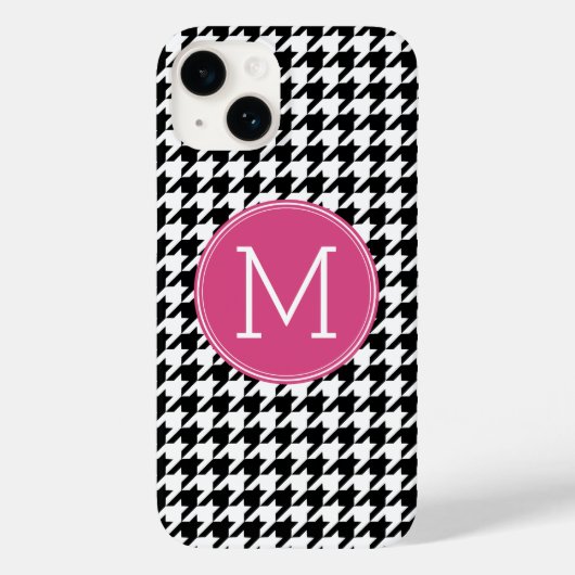 Schwarz-weißes Muster des rosa Hahnentrittmusters  Case-Mate iPhone Hülle (Rückseite)