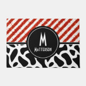 Schwarz-weißes Muster des roten weißen Streifen Fußmatte (Vorderseite)