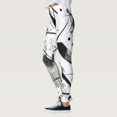 Schwarz-weißes Muster Farbe Wasserfarbe Pinselstri Leggings (Links)