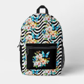 Schwarz-weißes Muster für Butterfly-Flöten Bedruckter Rucksack (Vorderseite)