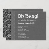 Schwarz-weißes Muster Gray Lace Neutral Baby Dusch Einladung (Vorne/Hinten)