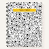 Schwarz-weißes Muster, handgezeichnet, gelb Notizblock (Vorderseite)