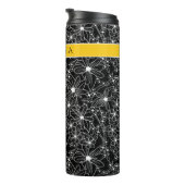 Schwarz-weißes Muster, handgezeichnet, gelb Thermosbecher (Nach rechts gedreht)