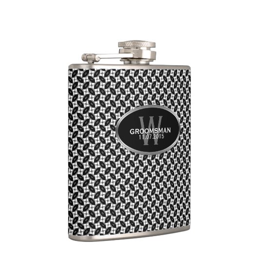 Schwarz-weißes Muster Individuelle Name Hip Flask Flachmann (Rechts)