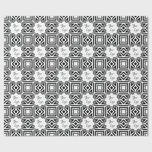 Schwarz-weißes Muster-Logo für kundenspezifische G Geschenkpapier (Flach)