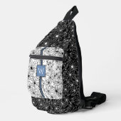 Schwarz-weißes Muster mit Muster, handgezeichnet Crossbody Bag (Rechte Ecke)