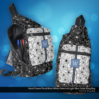 Schwarz-weißes Muster mit  Muster, handgezeichnet Crossbody Bag