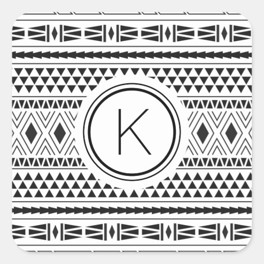 Schwarz-weißes Muster Quadratischer Aufkleber (Vorderseite)