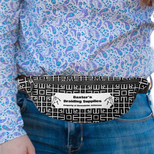 Schwarz-weißes Musterpferd Mane Schwanz Braiding Bauchtasche