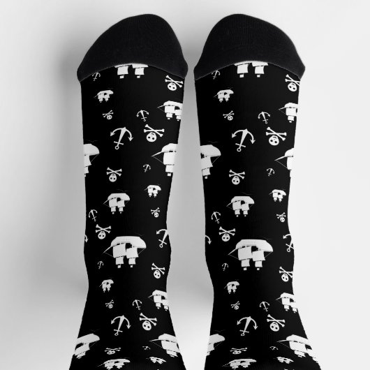 Schwarz-weißes Musterschiff Anchor Pirate Socken (Oben)