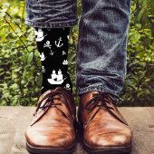 Schwarz-weißes Musterschiff Anchor Pirate Socken