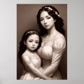 Schwarz-weißes Mutter- und Tochterportrait | Art d Poster (Vorne)