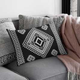 Schwarz-weißes Nahtloses geometrisches Ethnic Asia Kissen Für Draußen