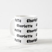 Schwarz-weißes Namensmuster Kaffeetasse (Vorderseite Links)