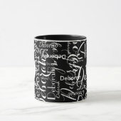 Schwarz-weißes Namensmuster mit Monogramm Tasse (Zentrum)