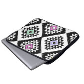 Schwarz-weißes Navajo Muster Laptopschutzhülle (Vorne Knopf)