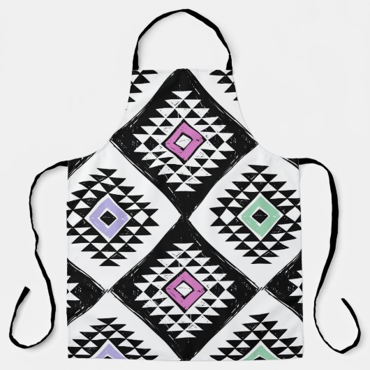 Schwarz-weißes Navajo Muster Schürze (Vorderseite)