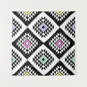 Schwarz-weißes Navajo Muster Wandteppich (Vorderseite (Horizontal))