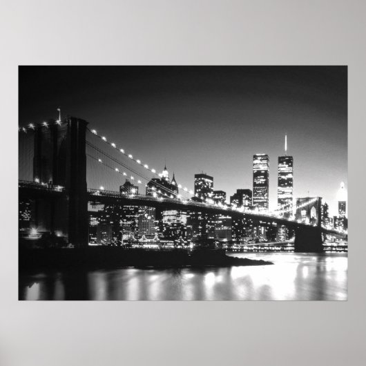 Schwarz-weißes New York City Brooklyn Bridge Poste Poster (Vorne)