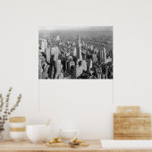 Schwarz-weißes New York City Panorama Artwork Post Poster (Küche)
