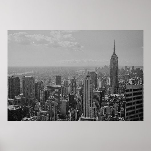 Schwarz-weißes New York Manhattan Panorama Poster (Vorne)