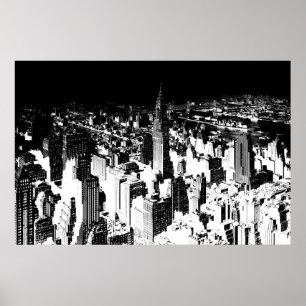 Schwarz-weißes New York Manhattan Panorama Poster