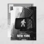 Schwarz-weißes New York Street Walk Sign Postkarte (Vorne/Hinten)