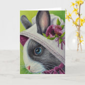 Schwarz-weißes niederländisches Kaninchen in Bonne Karte (Gelbe Blume)