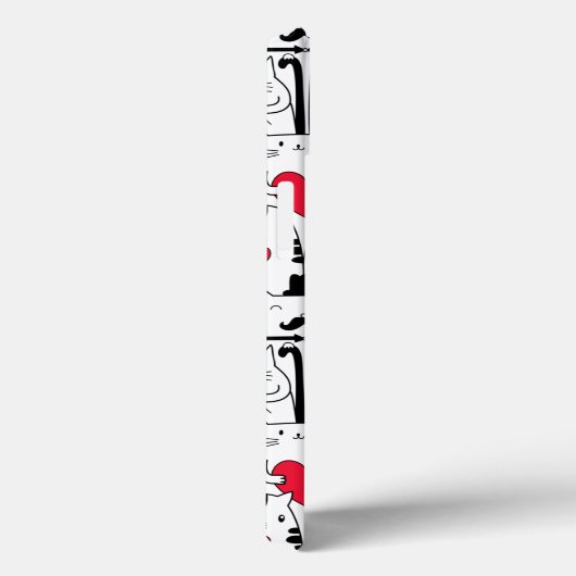 Schwarz-weißes Niedliches Katzen Rotes Herz Case-Mate iPhone Hülle (Rückseite / Rechts)