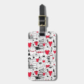 Schwarz-weißes Niedliches Katzen Rotes Herz Gepäckanhänger (Vorderseite vertikal)