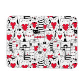Schwarz-weißes Niedliches Katzen Rotes Herz Magnet (Horizontal)