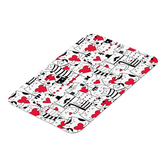 Schwarz-weißes Niedliches Katzen Rotes Herz Magnet (Linke Seite)