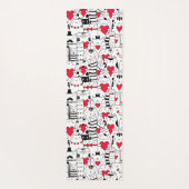 Schwarz-weißes Niedliches Katzen Rotes Herz Yogamatte (Rückseite)