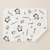 Schwarz-weißes Niedliches Penguin Personalisiertes Sherpadecke (Vorderseite (Horizontal))