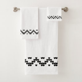 Schwarz-weißes norwegisches Bath-Set Badhandtuch Set