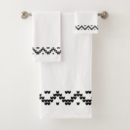 Schwarz-weißes norwegisches Bath-Set Badhandtuch Set (Insitu)
