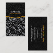 Schwarz-weißes Orange Fine Line Shopping Muster Visitenkarte (Vorne/Hinten)