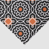 Schwarz-weißes Orange-marokkanisches geometrisches Seidenpapier (Ausschnitt)