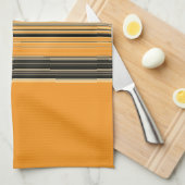 Schwarz-weißes Orangefarbenes Muster Geschirrtuch (Viertel Falte)