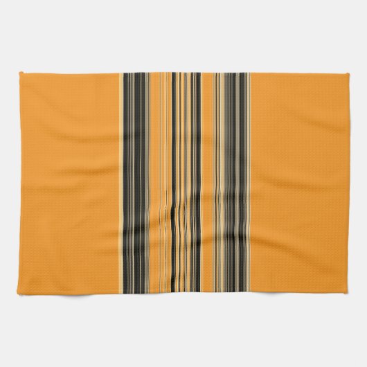 Schwarz-weißes Orangefarbenes Muster Geschirrtuch (Horizontal)