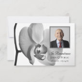 Schwarz-weißes Orchid-Beerdigungsdenkmal-Beileid Dankeskarte (Vorderseite)