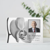 Schwarz-weißes Orchid-Beerdigungsdenkmal-Beileid Dankeskarte (Stehend Vorderseite)