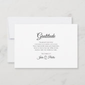 Schwarz-weißes Orchid-Beerdigungsdenkmal-Beileid Dankeskarte (Rückseite)