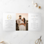 Schwarz-weißes ovales Foto Dreifach-gefaltete Programmkarte (Innenseite)