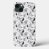 Schwarz-weißes Paisley-Muster – Elegante Textilkun