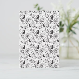 Schwarz-weißes Paisley-Muster – Elegante Textilkun Dankeskarte