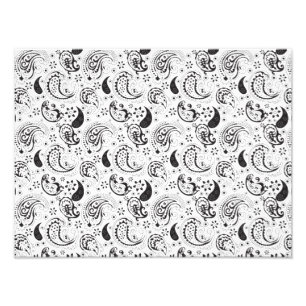 Schwarz-weißes Paisley-Muster – Elegante Textilkun Fotodruck