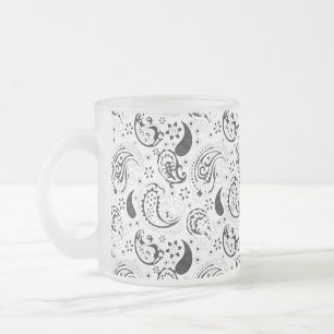 Schwarz-weißes Paisley-Muster – Elegante Textilkun Mattglastasse